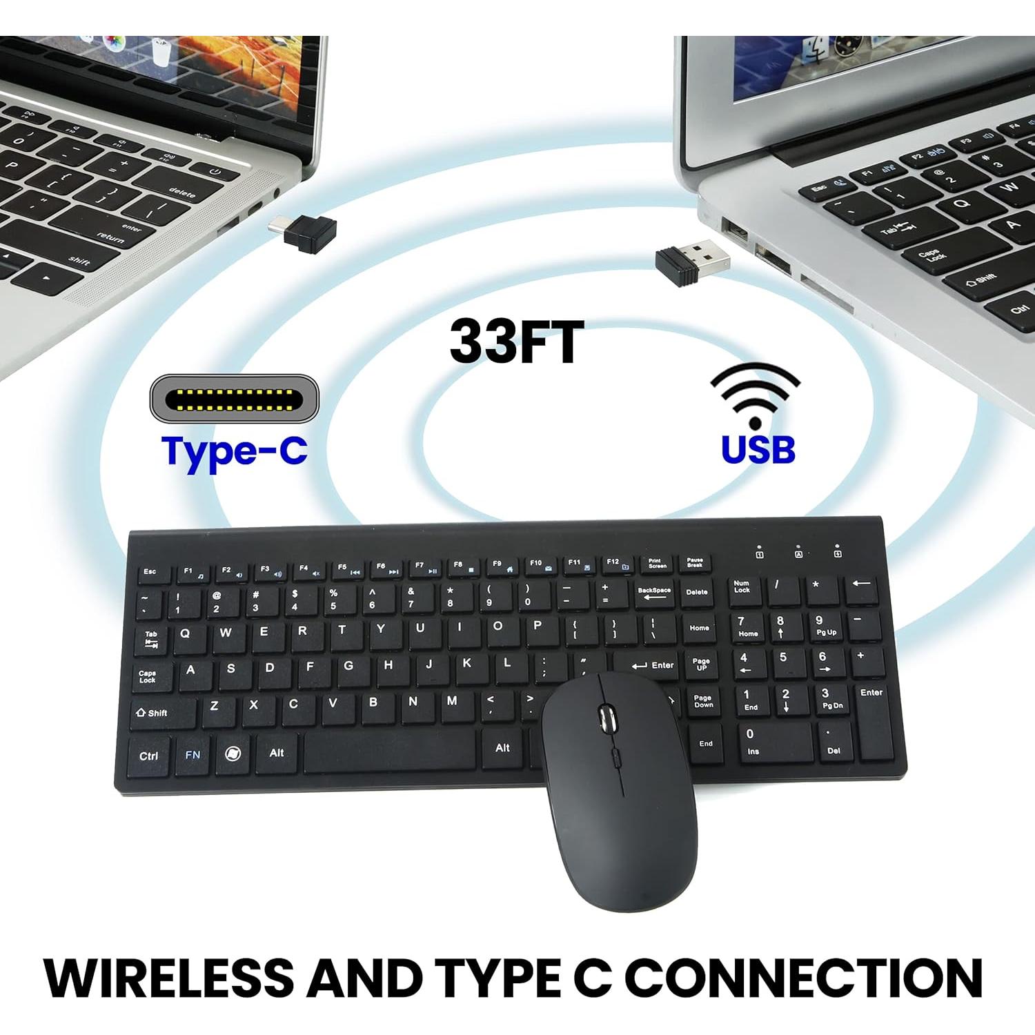Combo Teclado y Ratón Inalámbrico Fonicer USB C y A