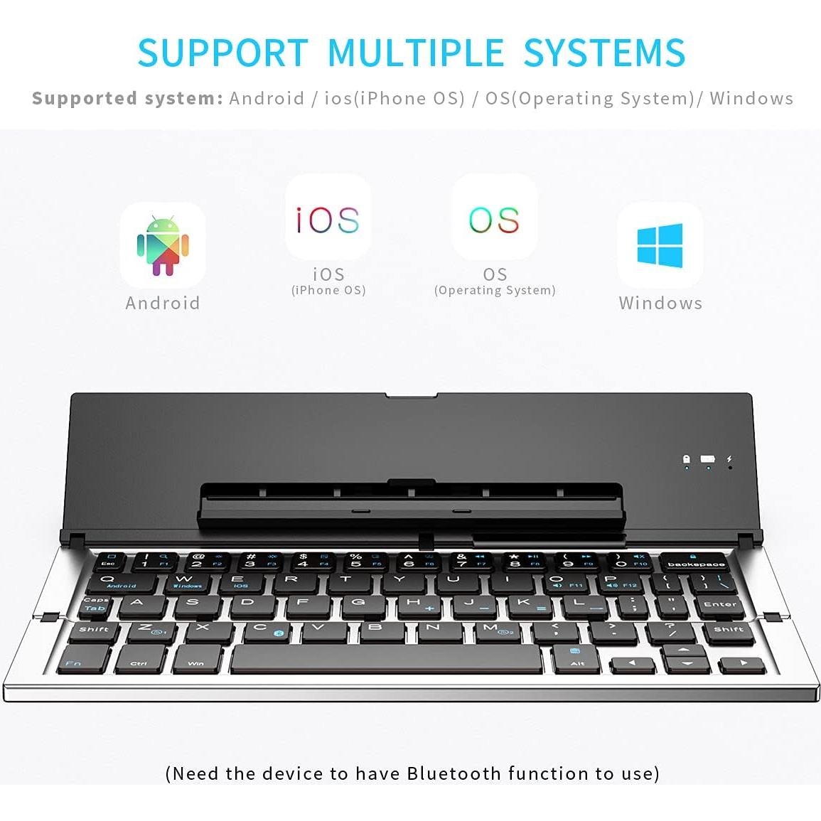 Teclado Bluetooth Geyes GK608 Plegable Aluminio Plata