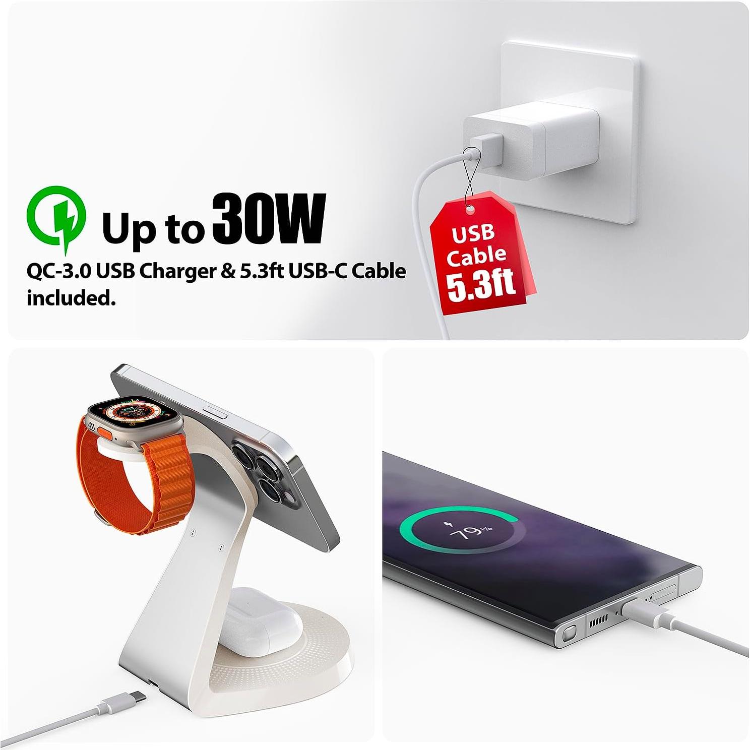 Estación de Carga 3 en 1 LONGCONN para iPhone, Apple Watch y AirPods