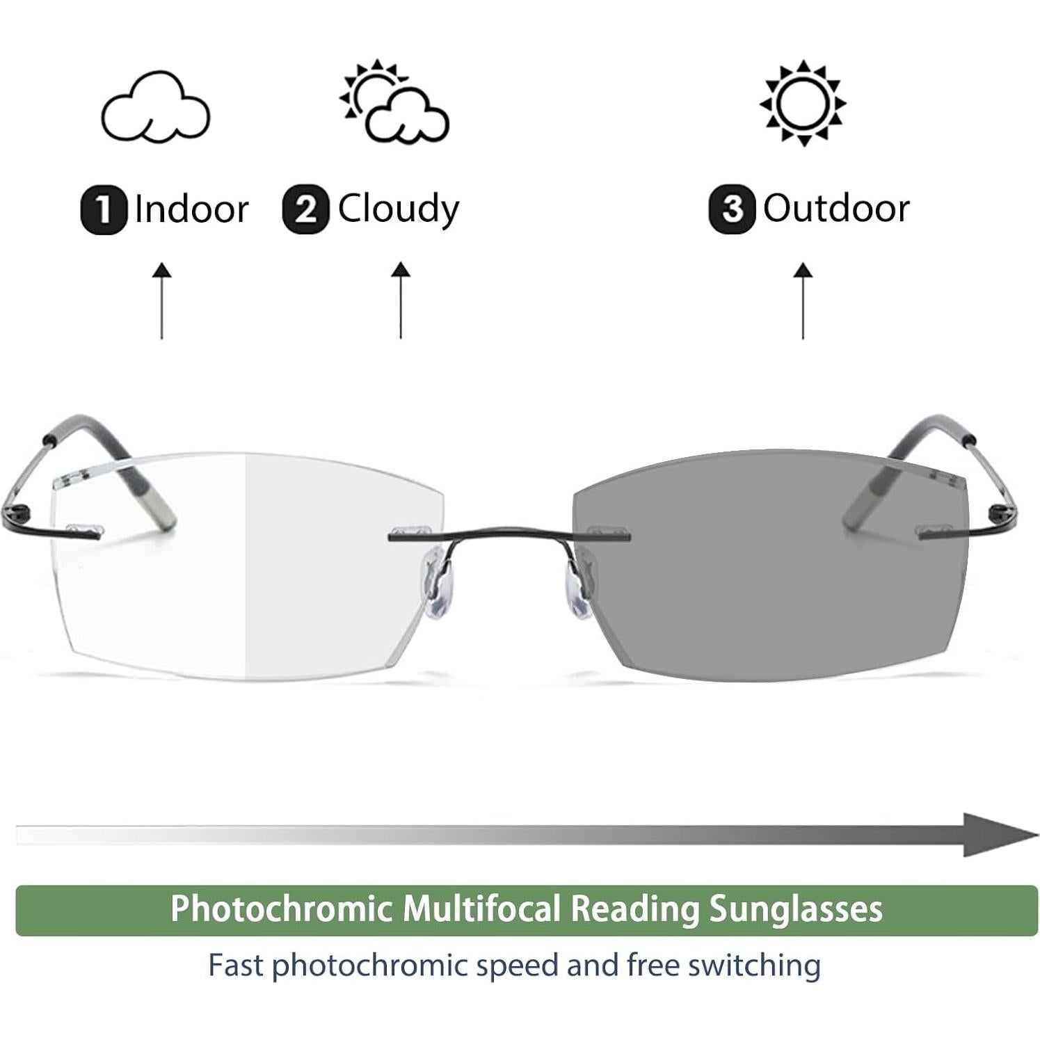 Gafas de lectura progresivas Titanio UV400 3.0x sin marco