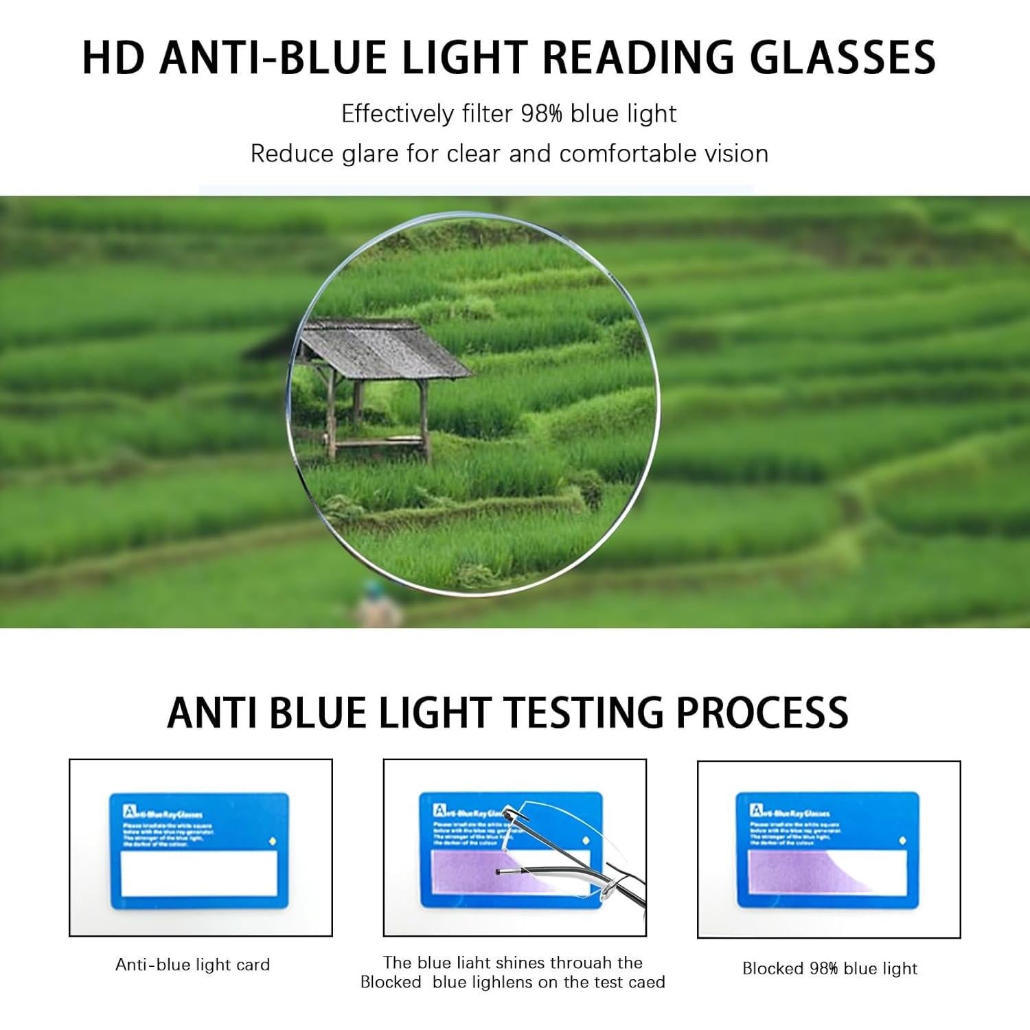 Gafas de lectura progresivas Titanio UV400 3.0x sin marco