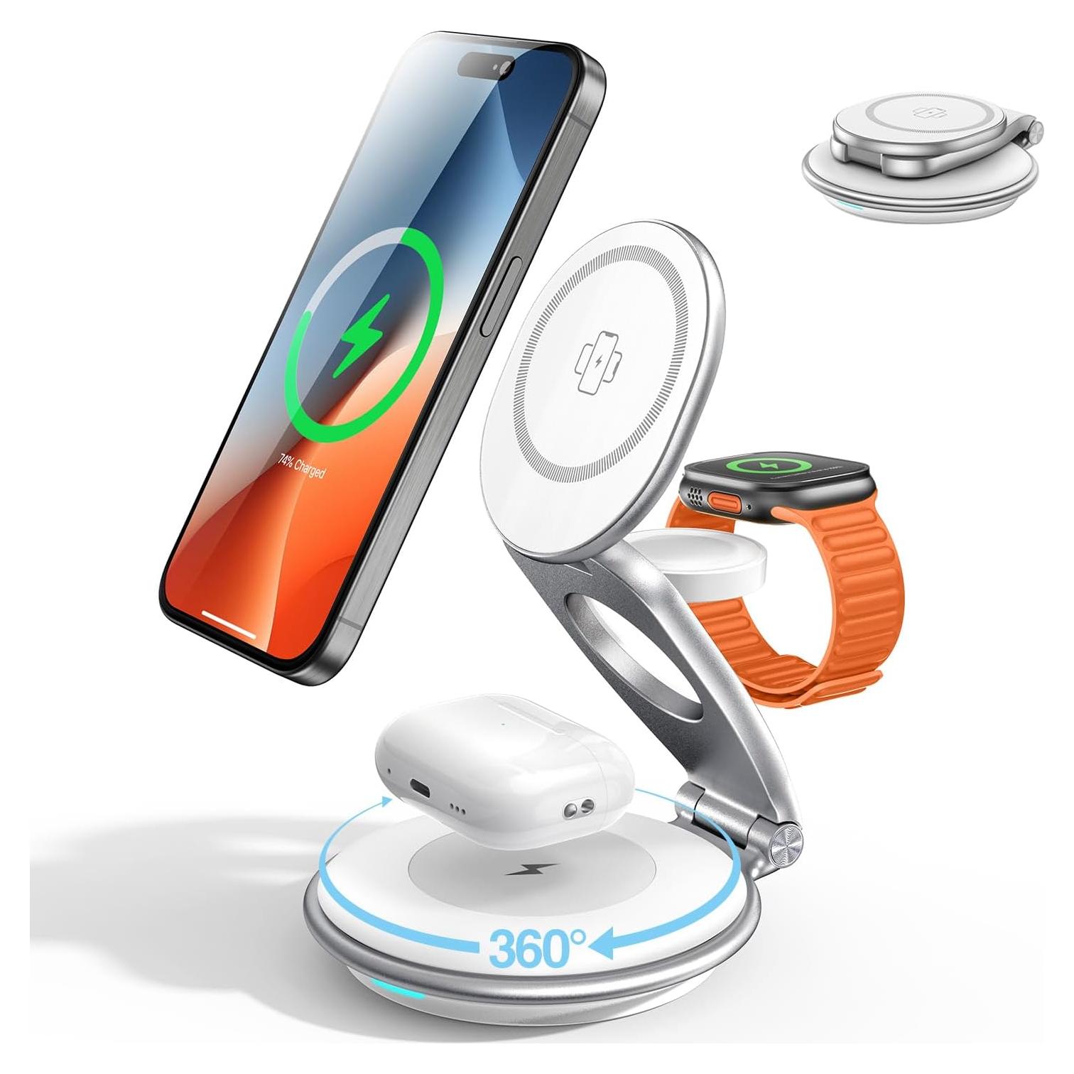 Estación de Carga Inalámbrica EXW 3 en 1 para iPhone y Apple Watch