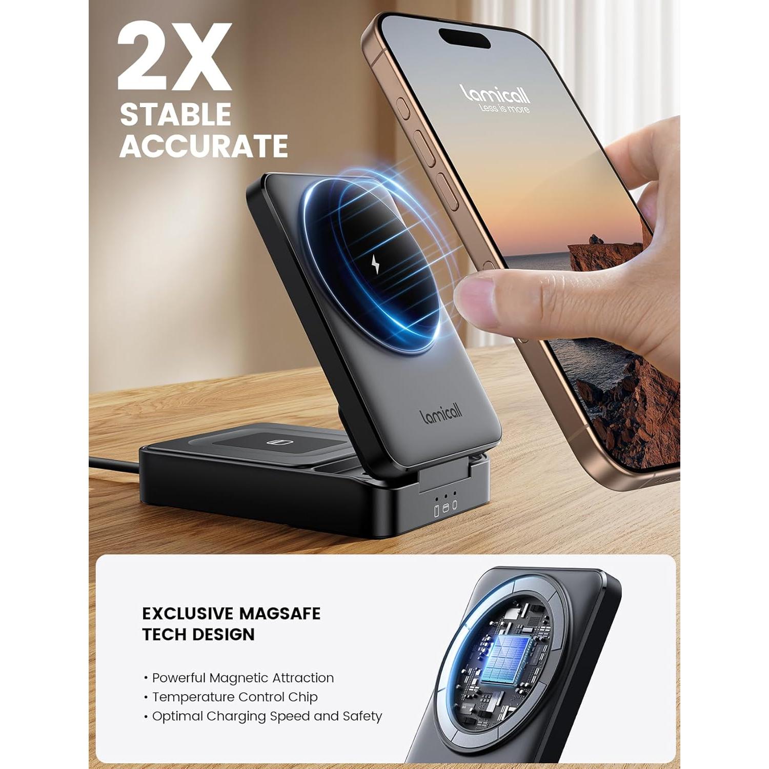 Estación de Carga 3 en 1 Lamicall para Apple - Soporte Plegable