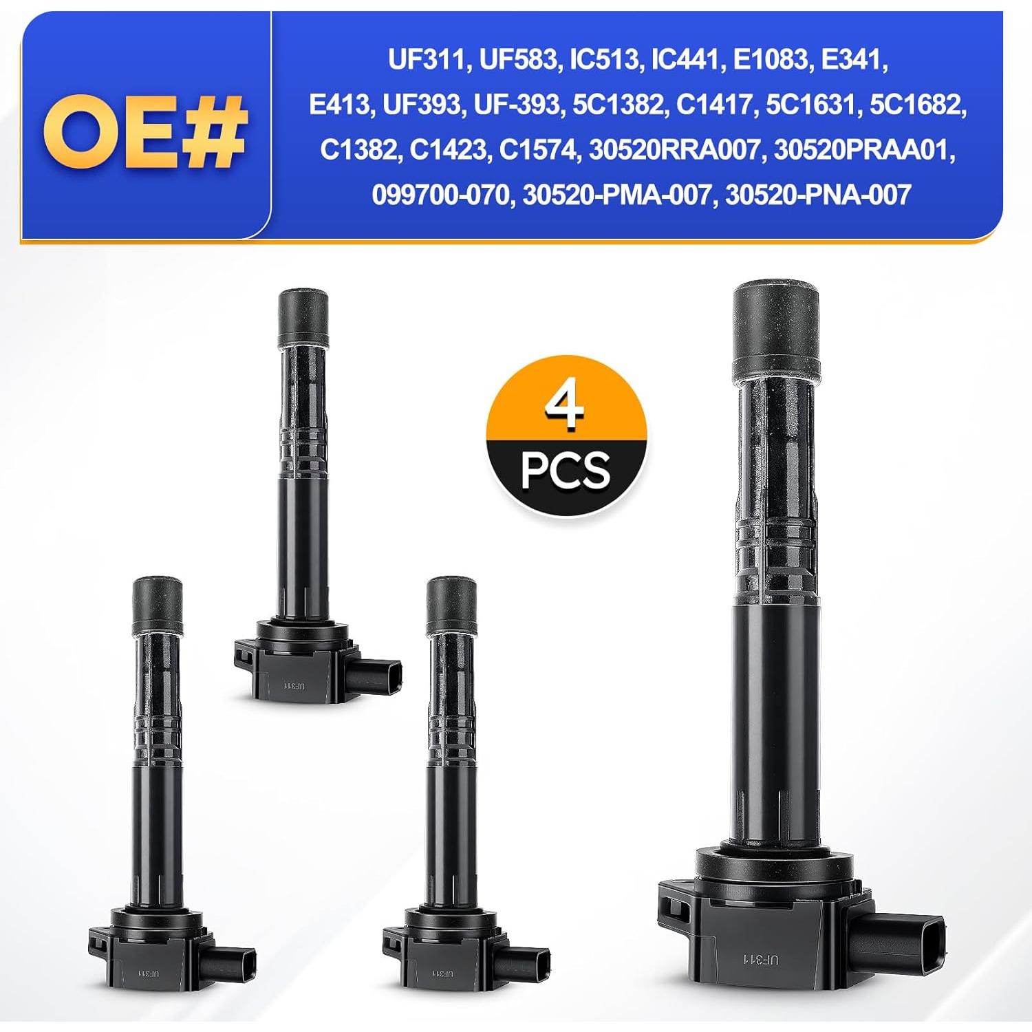 Bobinas de Encendido X4XZ UF311 Juego de 4 para Honda y Acura