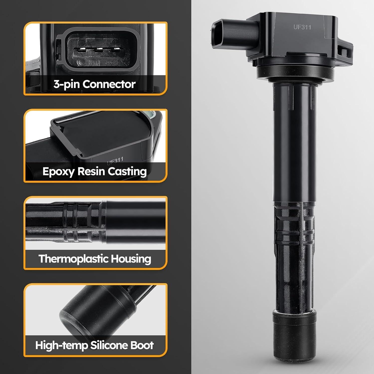 Bobinas de Encendido X4XZ UF311 Juego de 4 para Honda y Acura