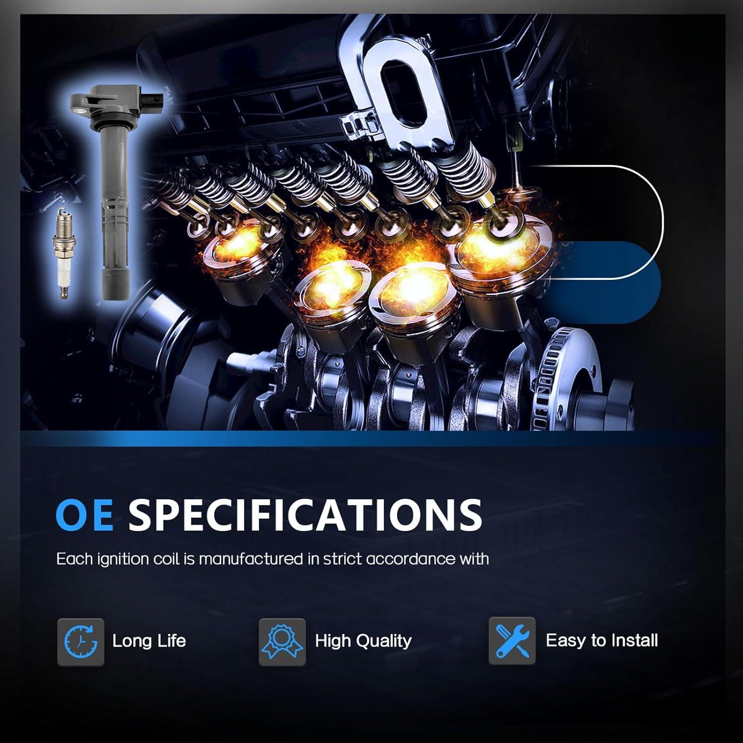 Juego de 4 Bobinas de Encendido y Bujías POHILA 2.4L 2.0L