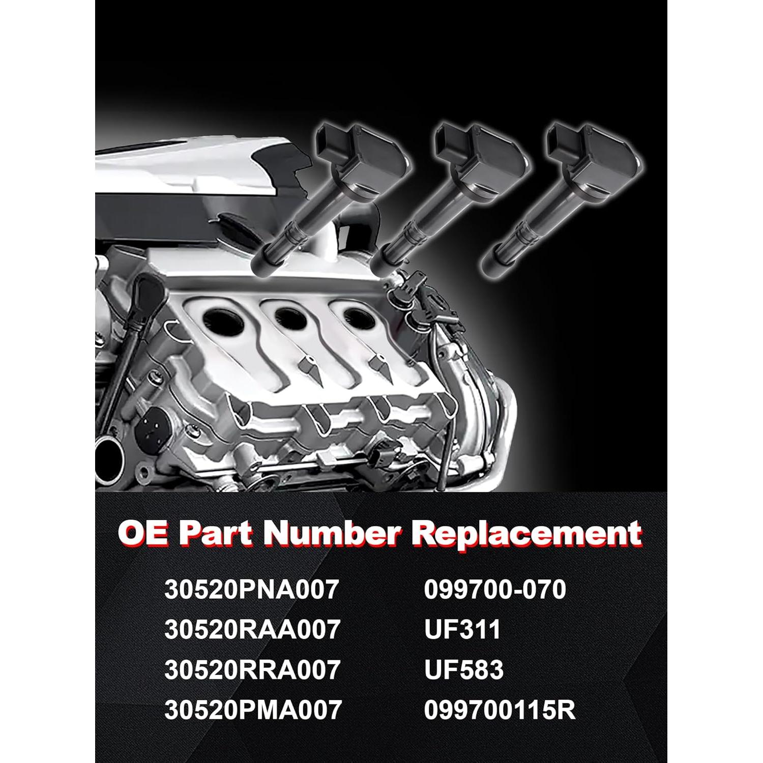 Bobina de Encendido Xongjojo Juego de 4 para Honda 2.0L-2.4L