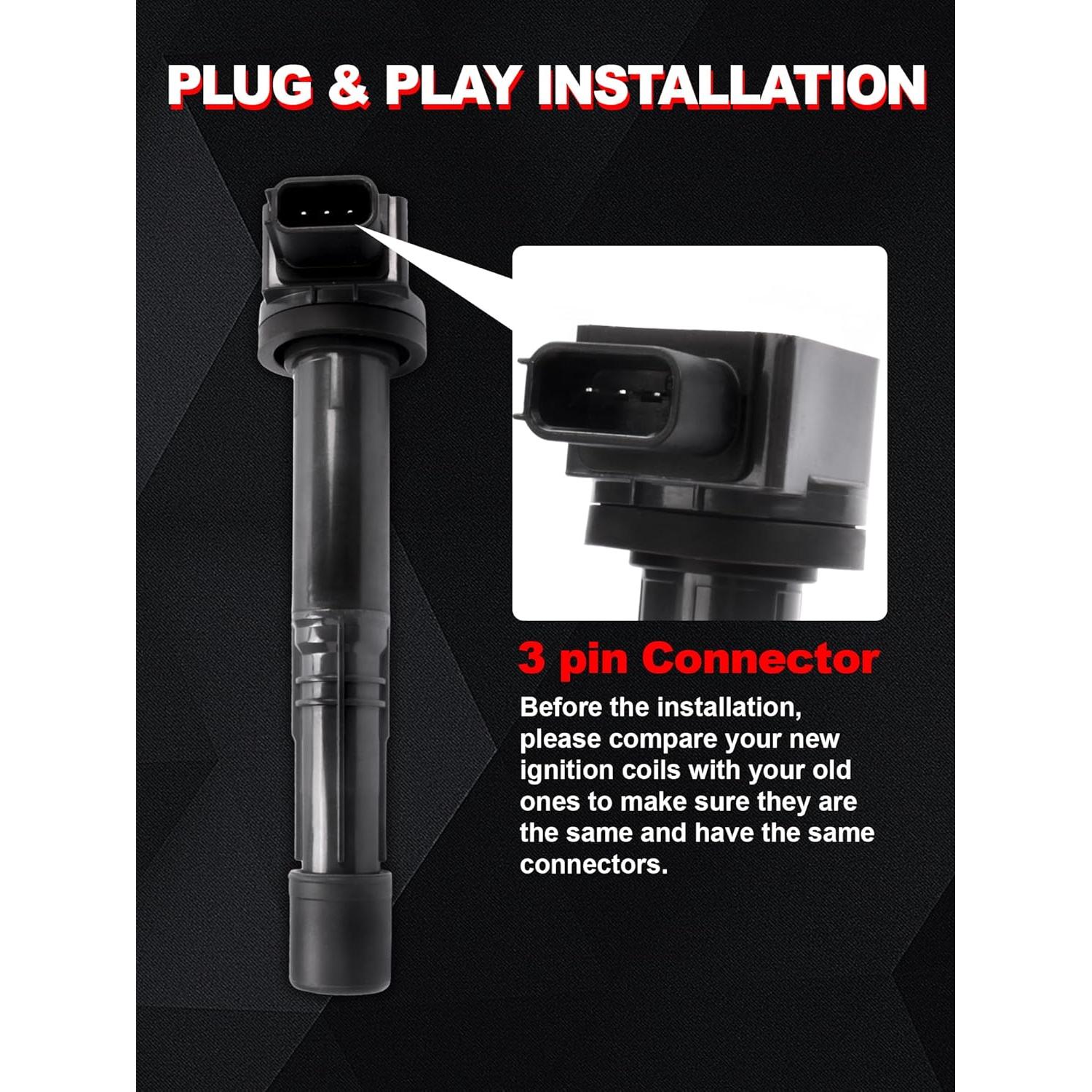 Bobina de Encendido Xongjojo Juego de 4 para Honda 2.0L-2.4L