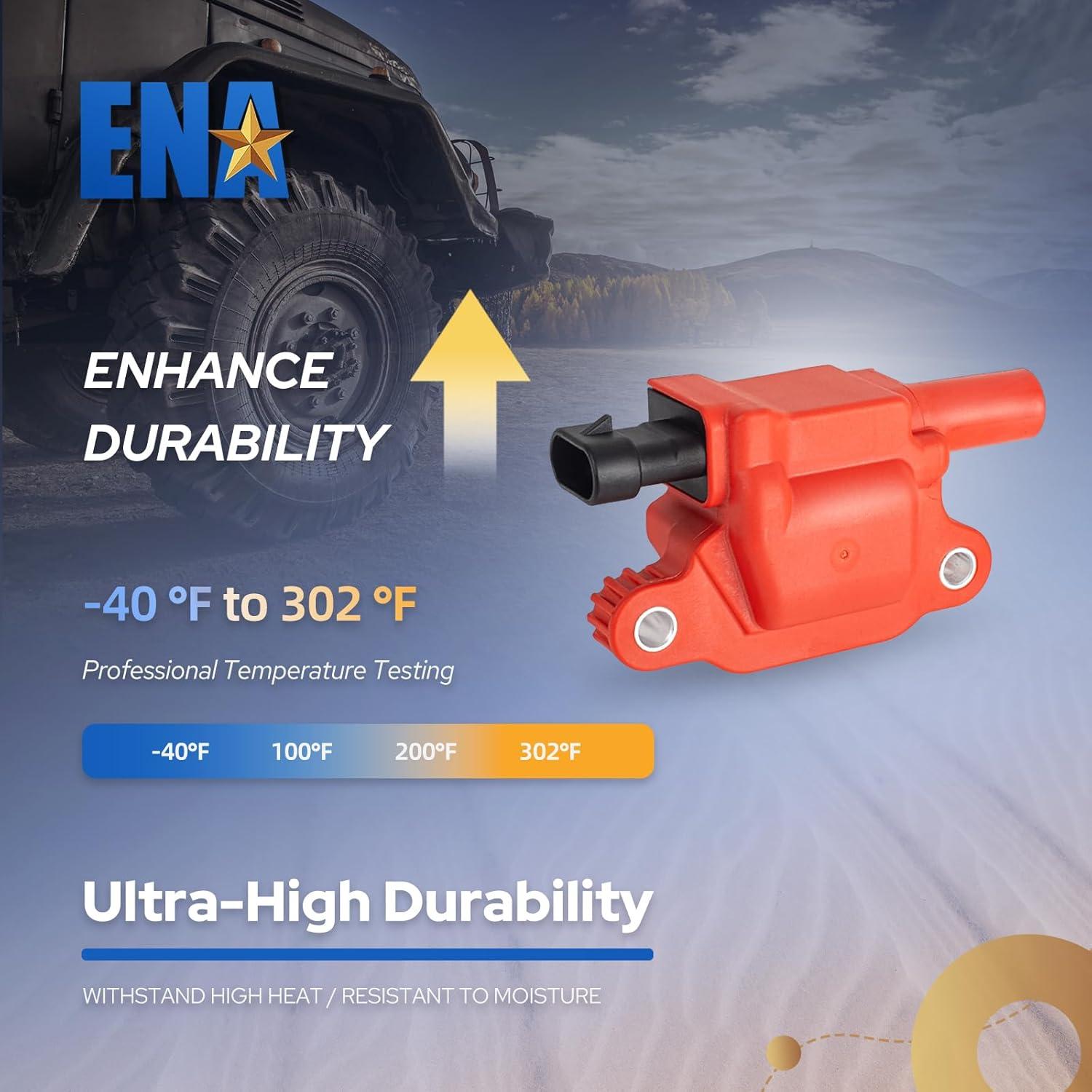 ENA Juego de 8 Bobinas de Encendido y Cables de Bujía 8mm