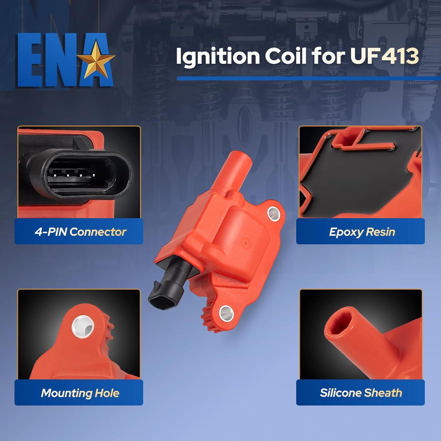 ENA Juego de 8 Bobinas de Encendido y Cables de Bujía 8mm