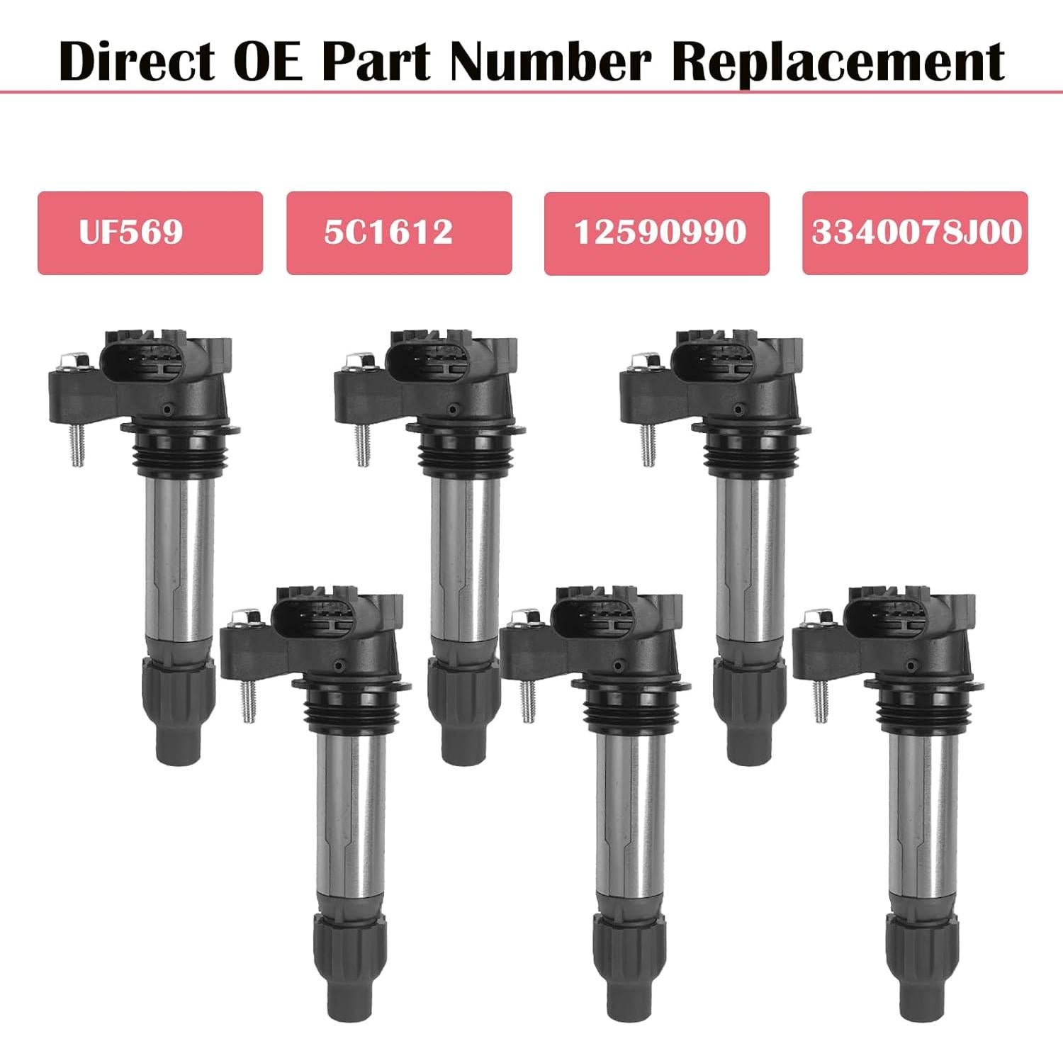 Juego de 6 Bobinas de Encendido LCWRGS para V6 Buick GMC Chevy