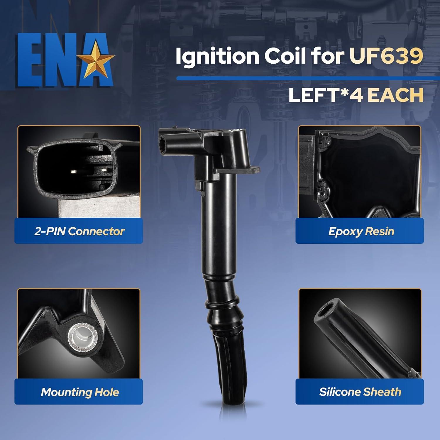 Juego de 8 Bobinas de Encendido ENA + 16 Bujías Platino Ford