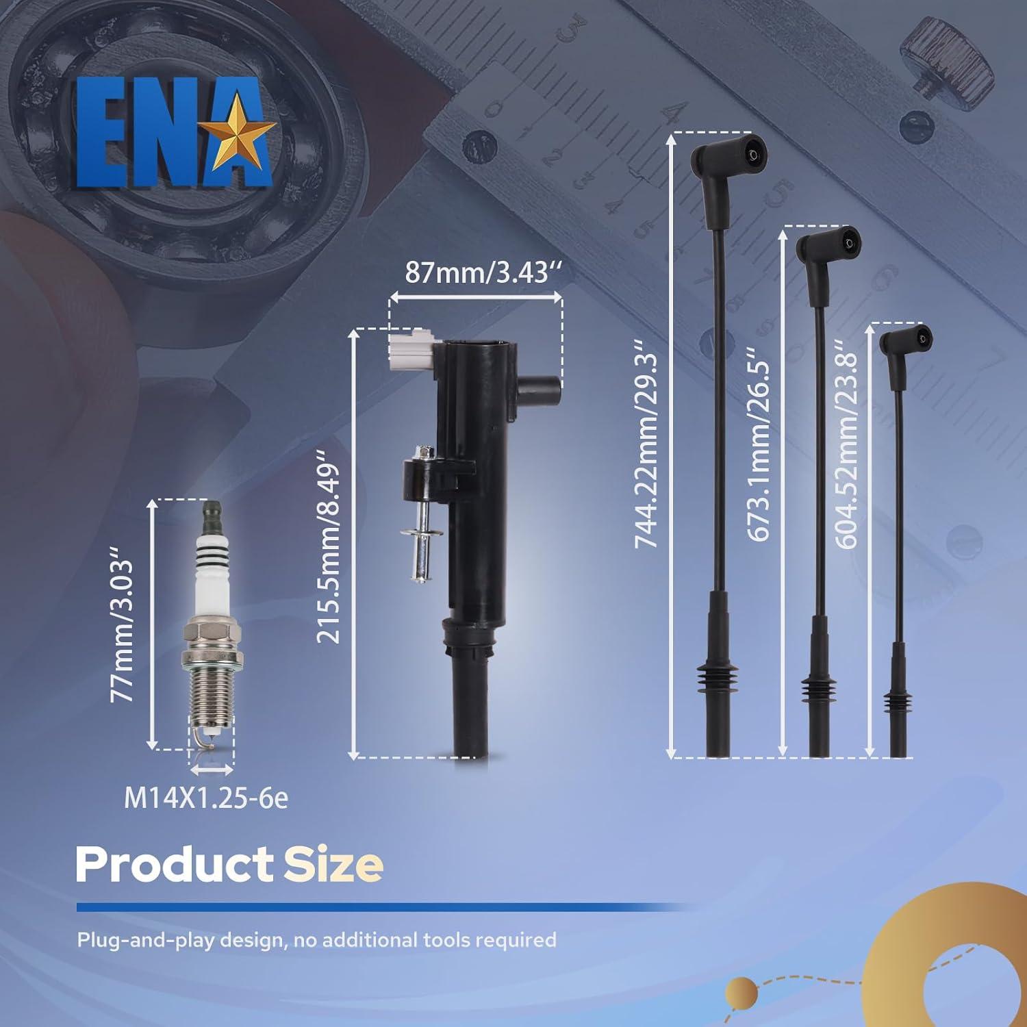 Juego de 3 Bobinas de Encendido ENA + 6 Bujías Platino 3.7L