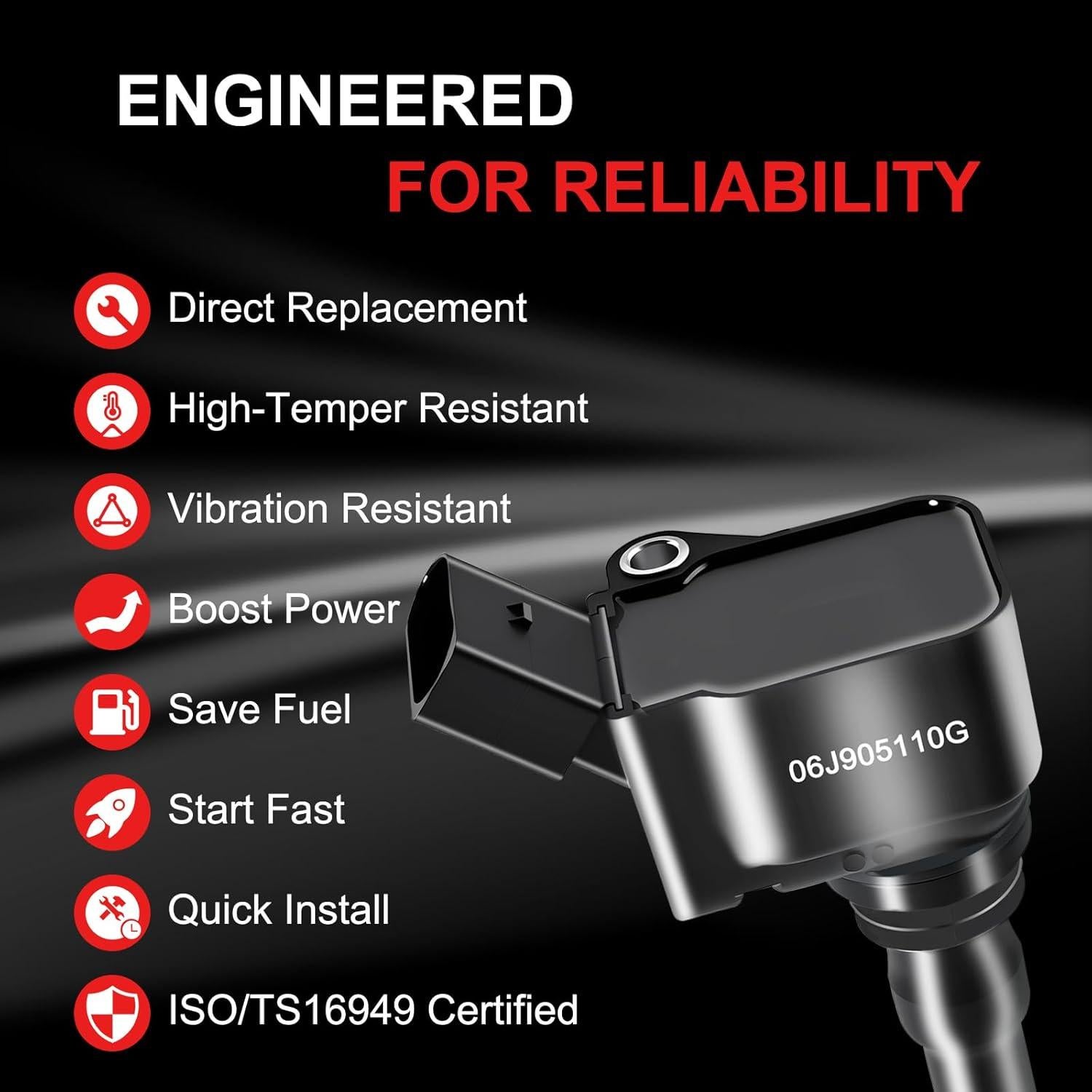 Bobinas de Encendido GPMMWPG UF716 Set de 4 para Audi y VW