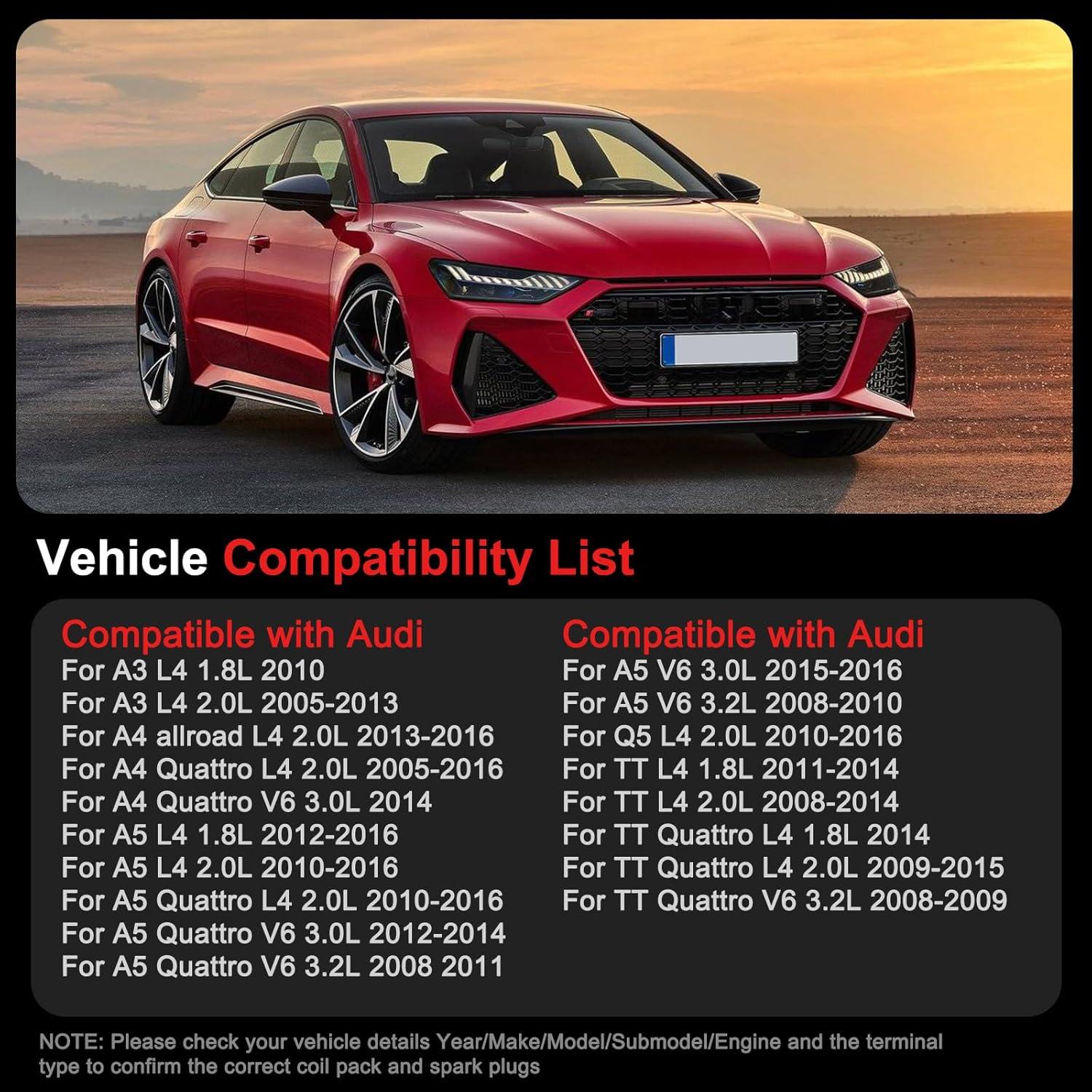 Bobinas de Encendido y Bujías de Iridio GPMMWPG UF529 para Audi y VW