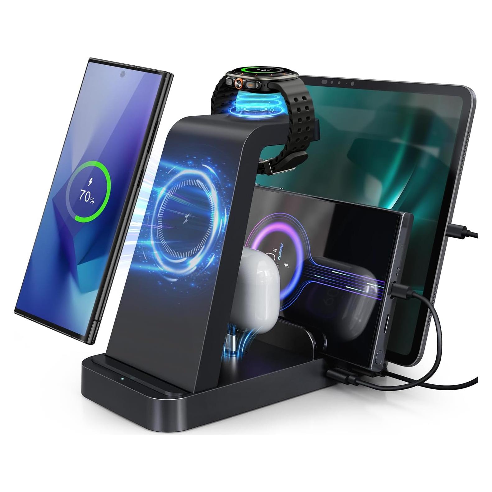 Cargador Inalámbrico 5 en 1 WHJ para Samsung Galaxy, Negro