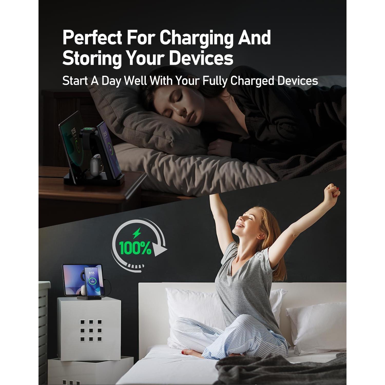 Cargador Inalámbrico 5 en 1 WHJ para Samsung Galaxy, Negro