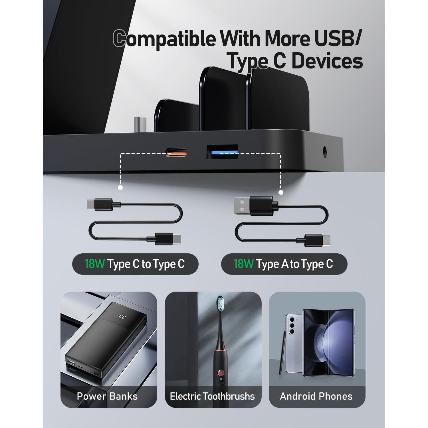 Cargador Inalámbrico 5 en 1 WHJ para Samsung Galaxy, Negro