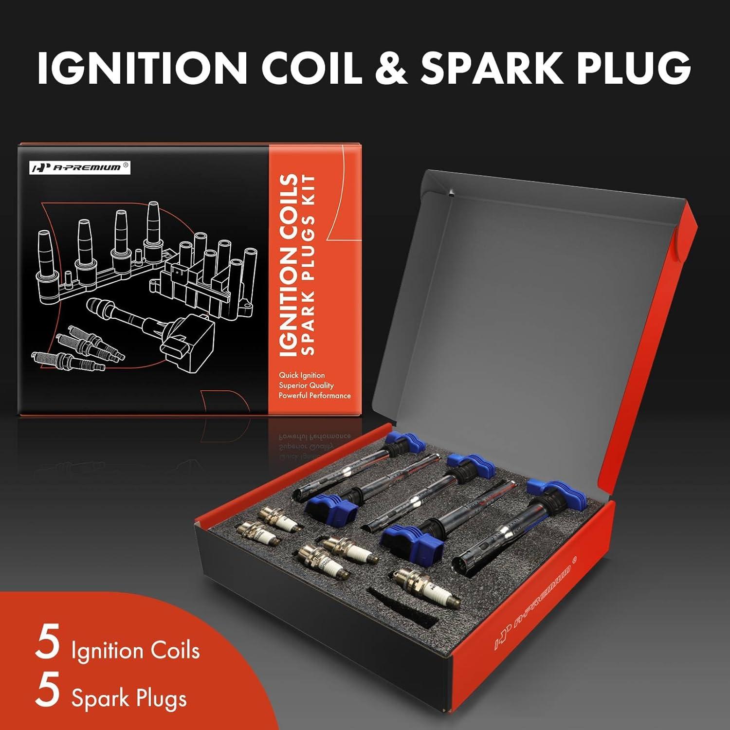 Juego de 10 Bobinas de Encendido y Bujías Iridio A-Premium para Volkswagen