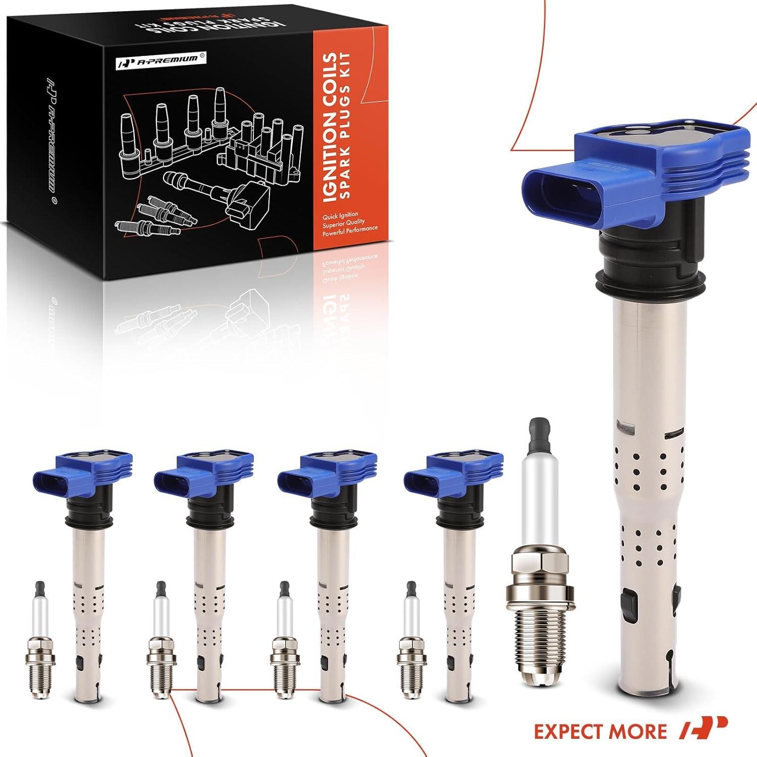 Juego de 10 Bobinas de Encendido y Bujías Iridio A-Premium para Volkswagen