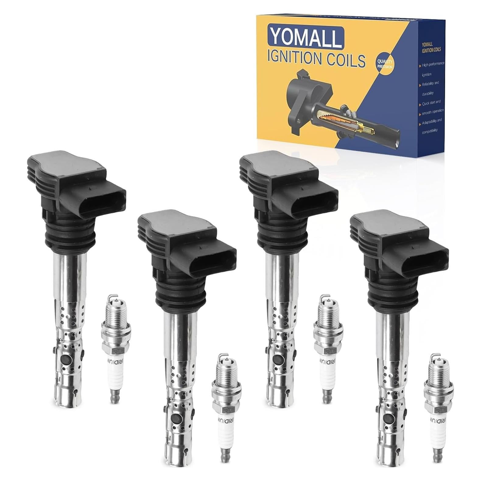 Juego de Bobinas de Encendido YOMALL UF411 + Bujías Iridio 6458