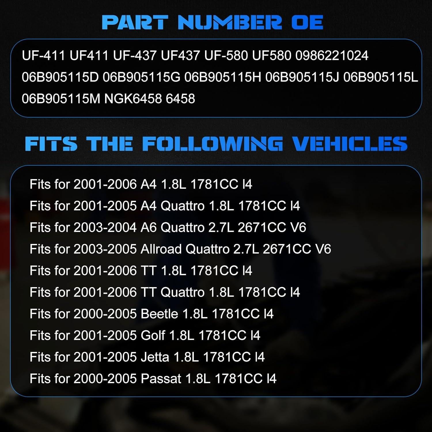 Juego de Bobinas de Encendido YOMALL UF411 + Bujías Iridio 6458