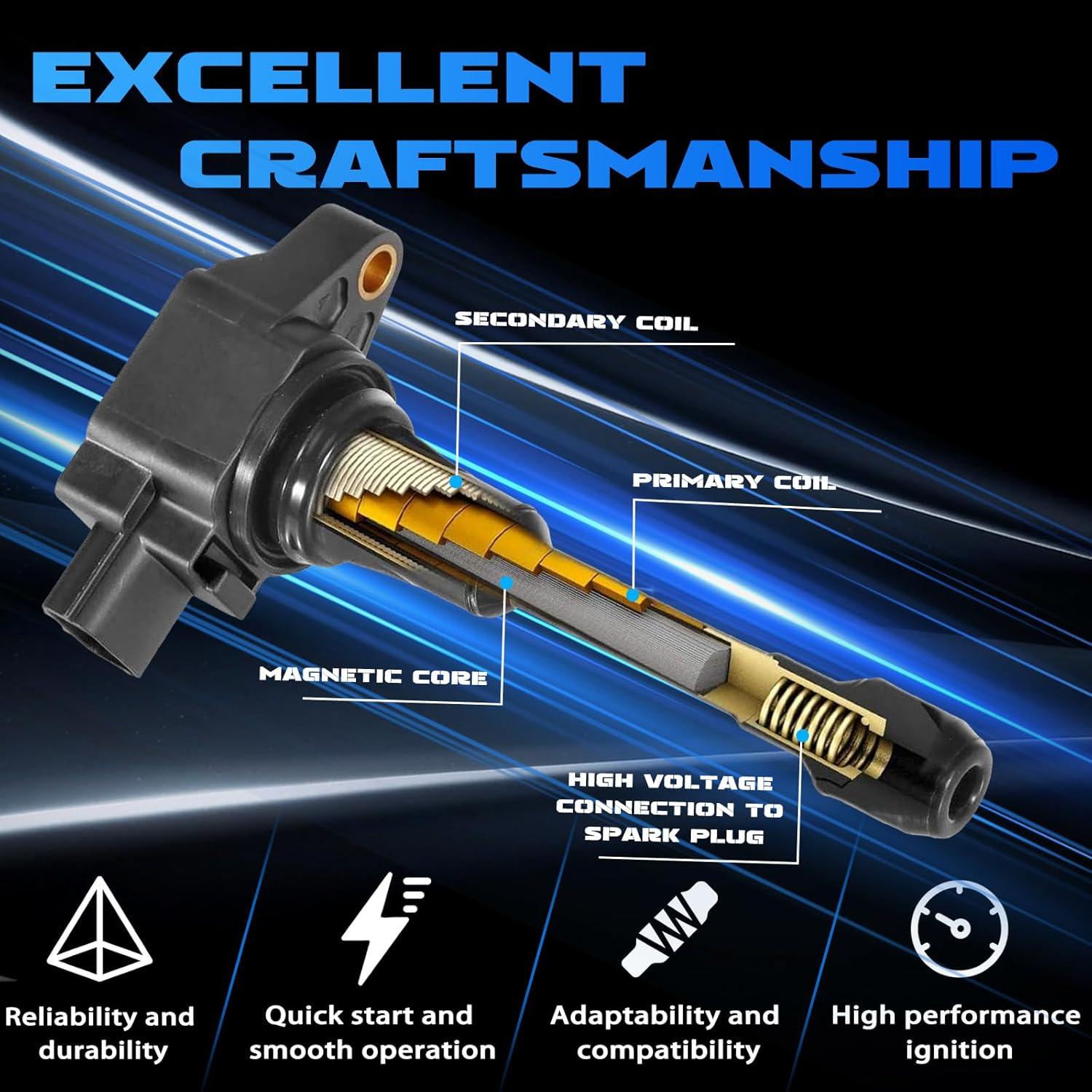 Juego de Bobinas de Encendido YOMALL UF411 + Bujías Iridio 6458