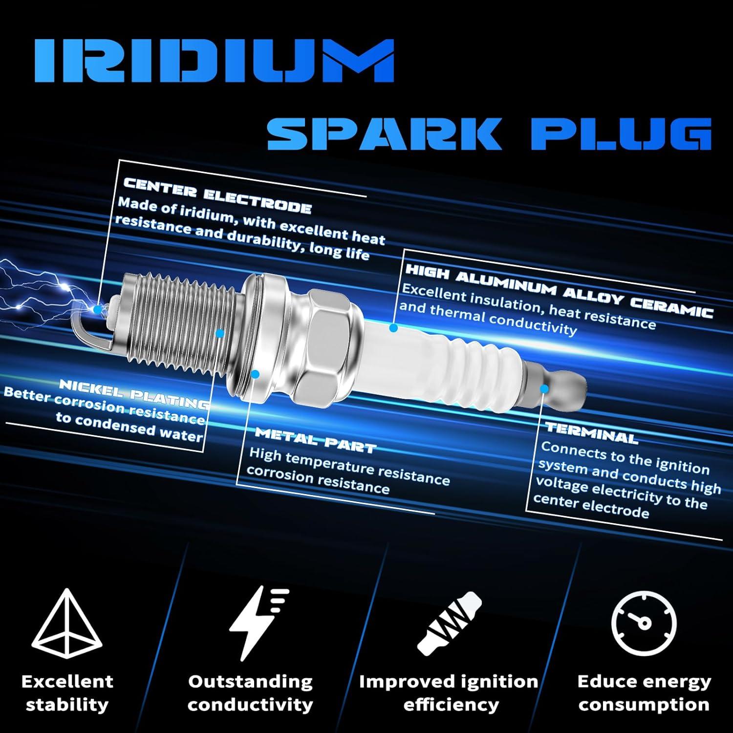 Juego de Bobinas de Encendido YOMALL UF411 + Bujías Iridio 6458
