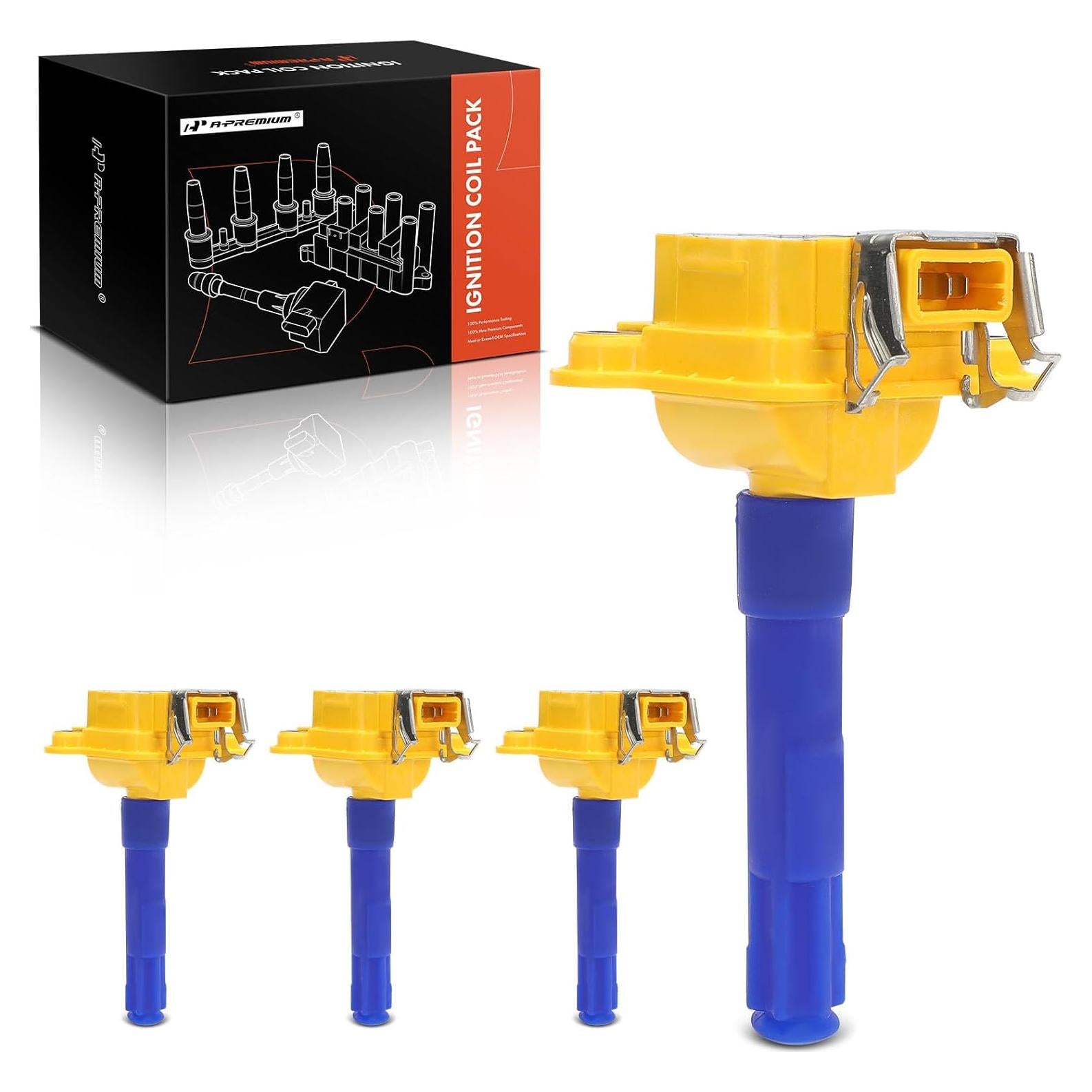 Bobinas de Encendido A-Premium Amarillo Set de 4 para Audi y VW