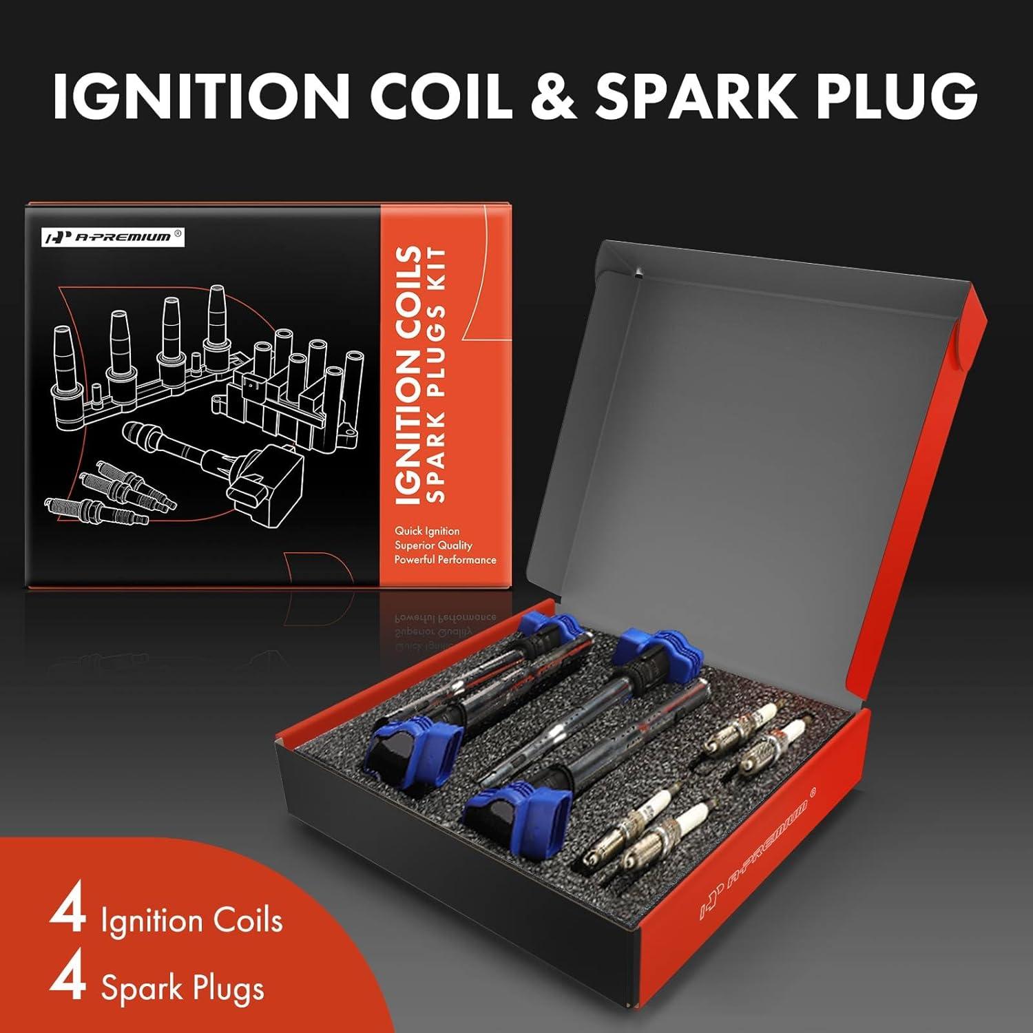 Juego de 8 Bobinas de Encendido y Bujías Iridio A-Premium Azul