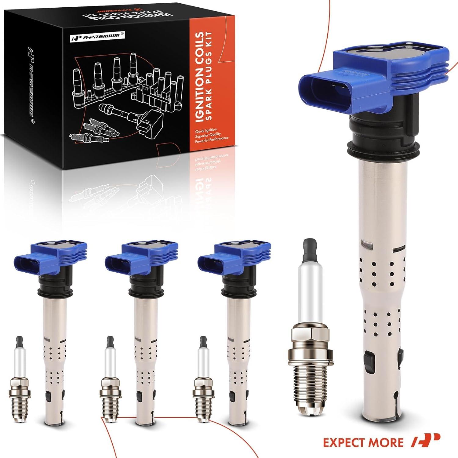 Juego de 8 Bobinas de Encendido y Bujías Iridio A-Premium Azul