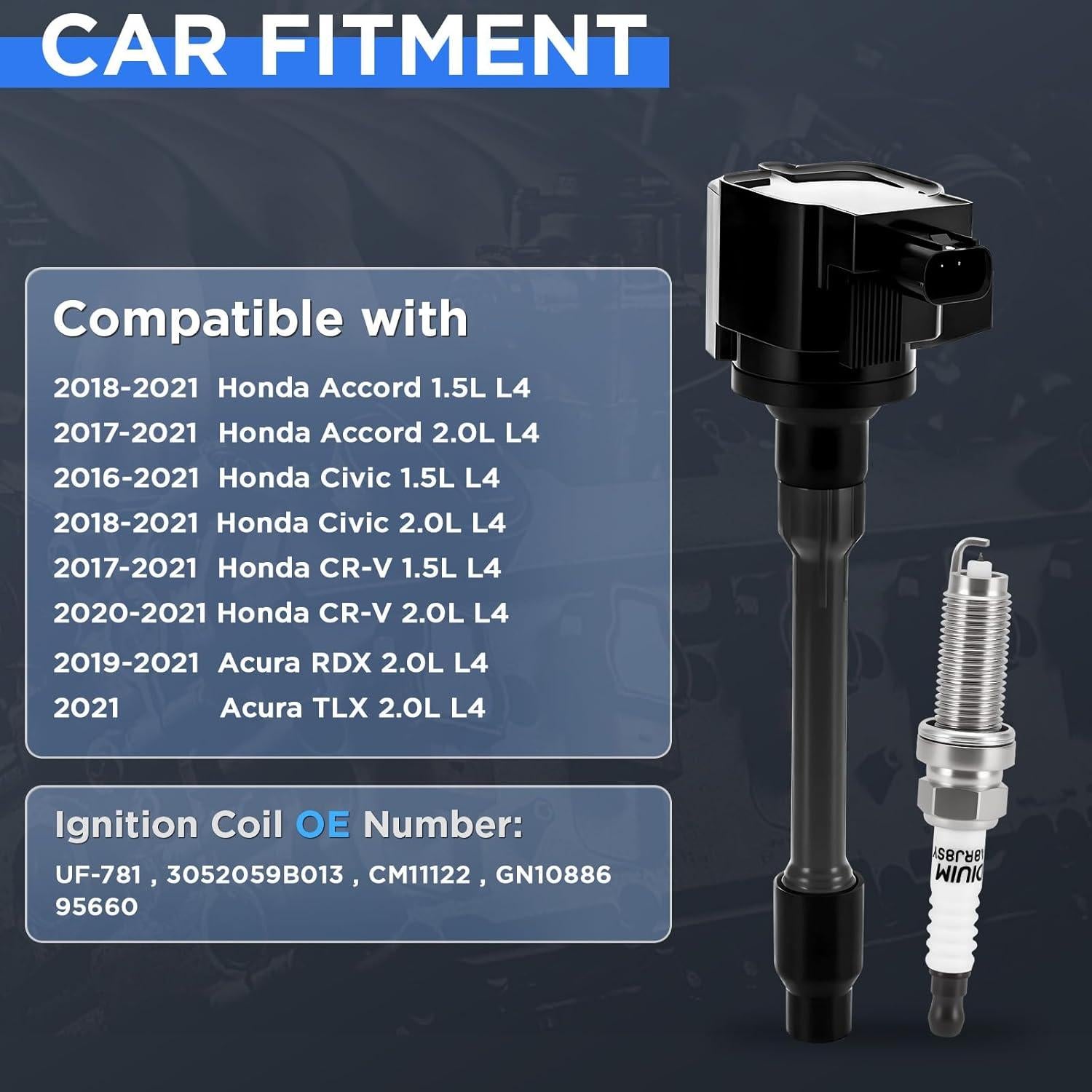 Juego 4 Bobinas Encendido UF781 + 4 Bujías Iridio TNMT