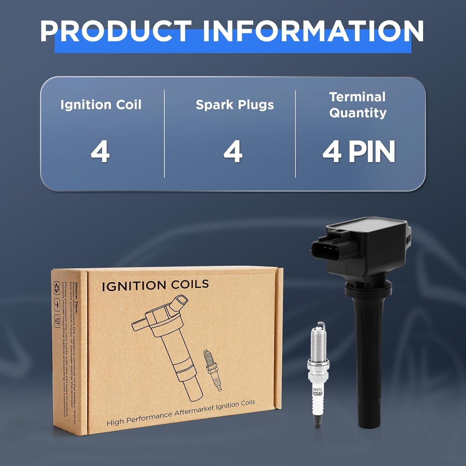 Juego 4 Bobinas Encendido UF781 + 4 Bujías Iridio TNMT