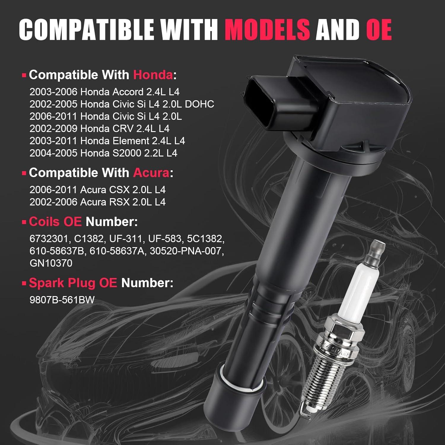 Paquete de Bobina de Encendido y Bujía TXROMTZ WJ-037 2.0L 2.4L