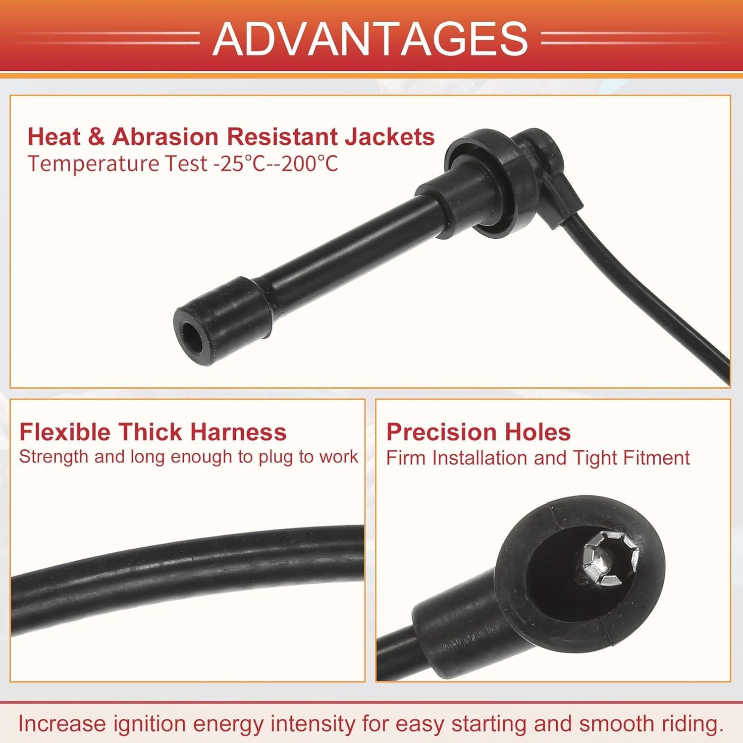 Cables de Bujía de Encendido ACROPIX 7mm para Honda y Acura - Paquete de 4