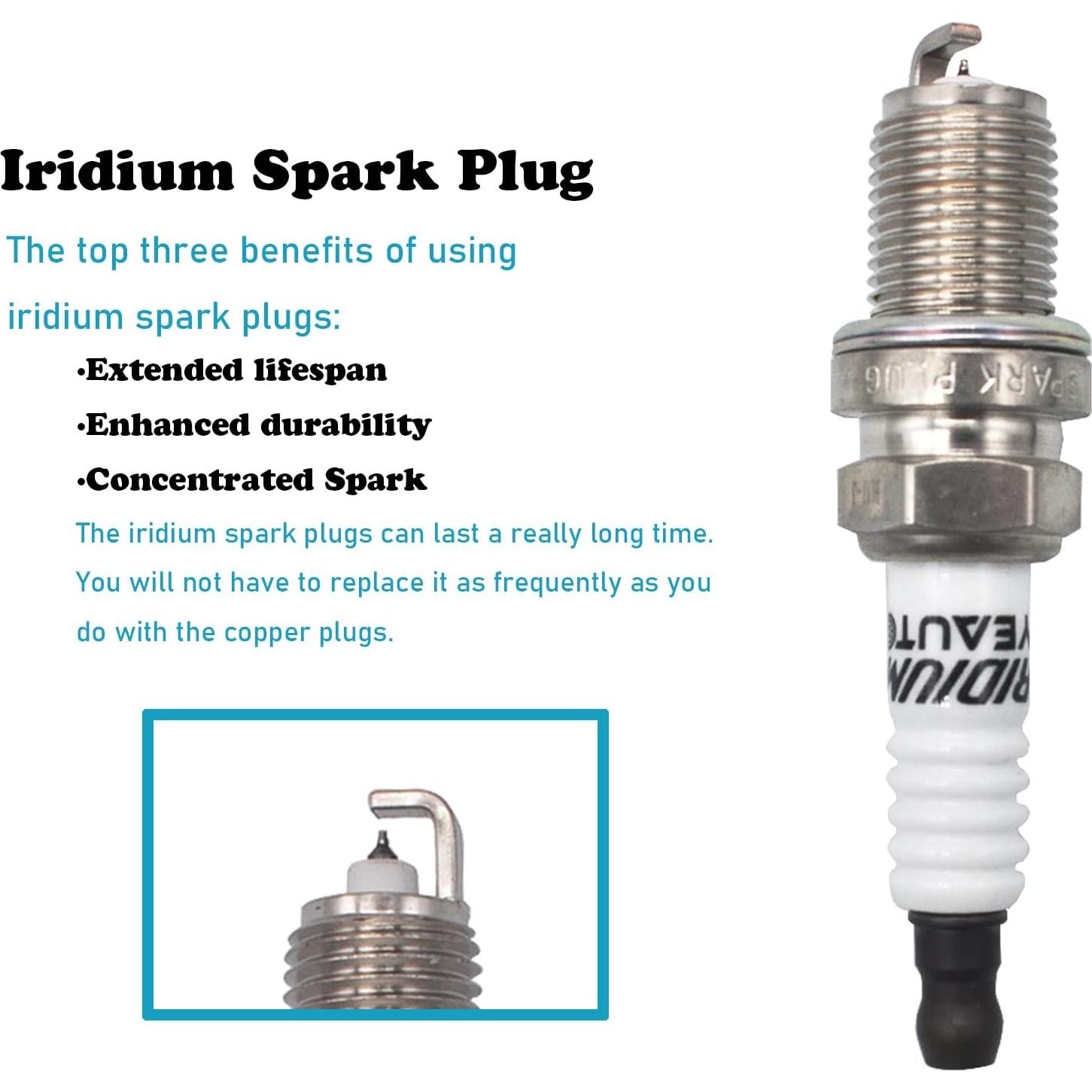 Juego de 4 bujías de iridio OYEAUTO para Audi VW A3 A4 A5