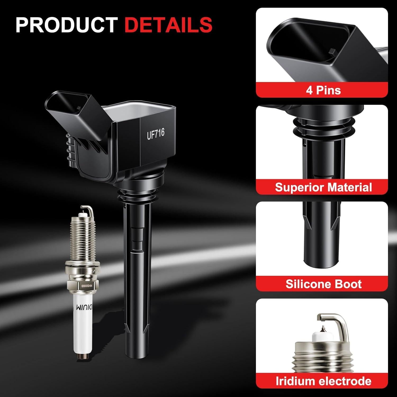 Bobinas de Encendido y Bujías de Iridio GPMMWPG UF716 - Juego de 4