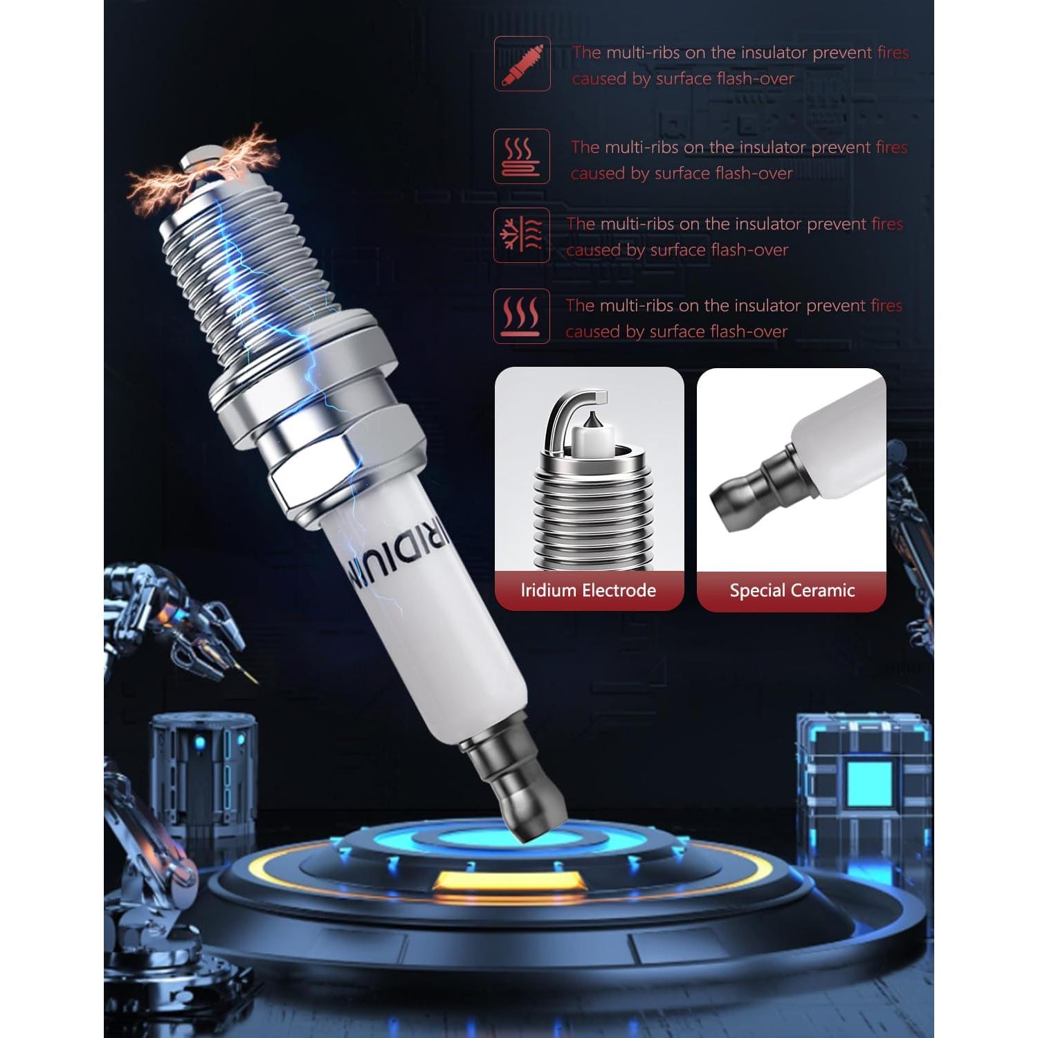 Bobinas de Encendido OKLPF UF575 y Bujías Platino - 4 Piezas