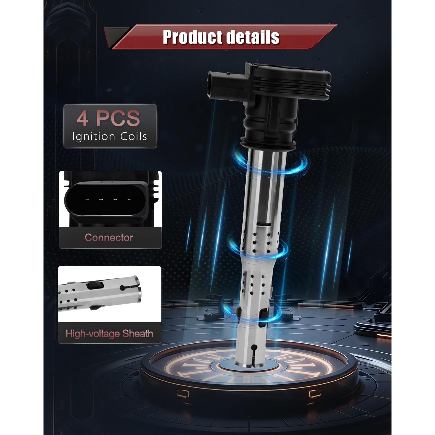 Bobinas de Encendido OKLPF UF575 y Bujías Platino - 4 Piezas