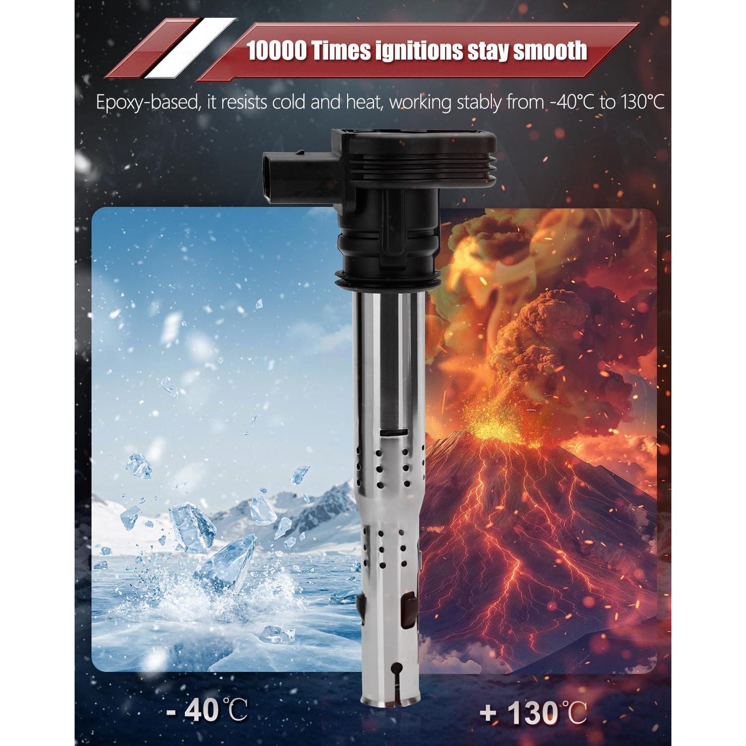 Bobinas de Encendido OKLPF UF575 y Bujías Platino - 4 Piezas