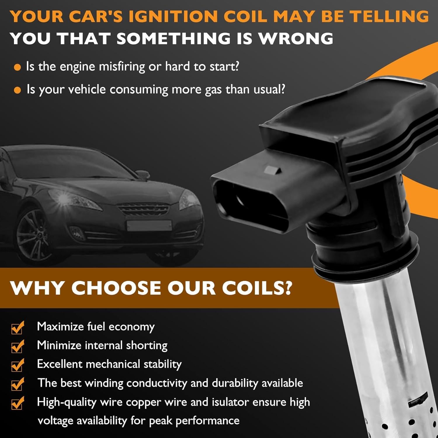 Conjunto de 4 Bobinas de Encendido y Bujías HQPASFY A1928