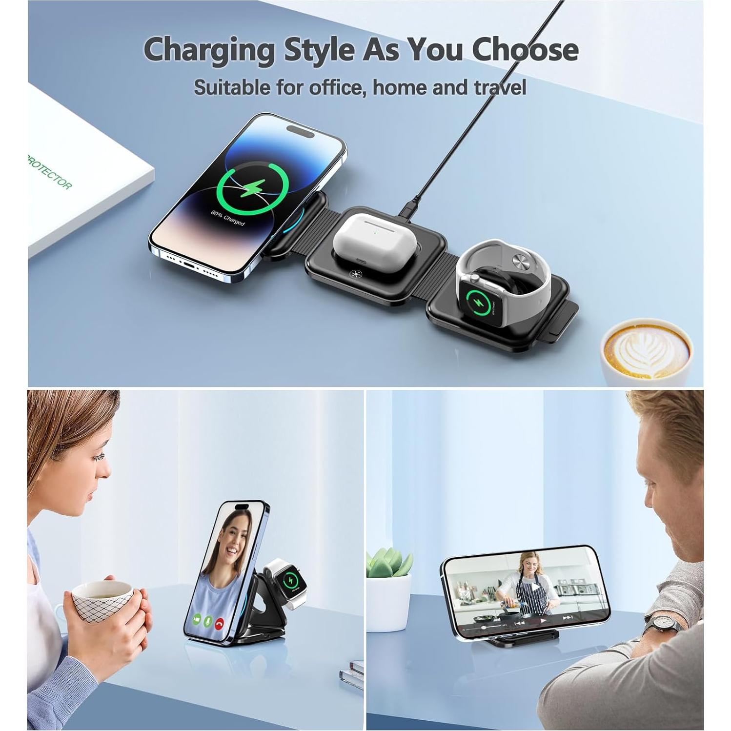 Estación de Carga 3 en 1 OANDYS Mag-Safe 20W Plegable