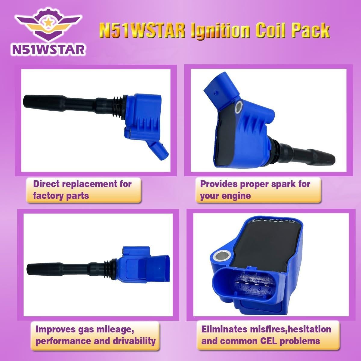 Juego de Bobinas de Encendido N51WSTAR para Audi y VW 1.8T-4.0T