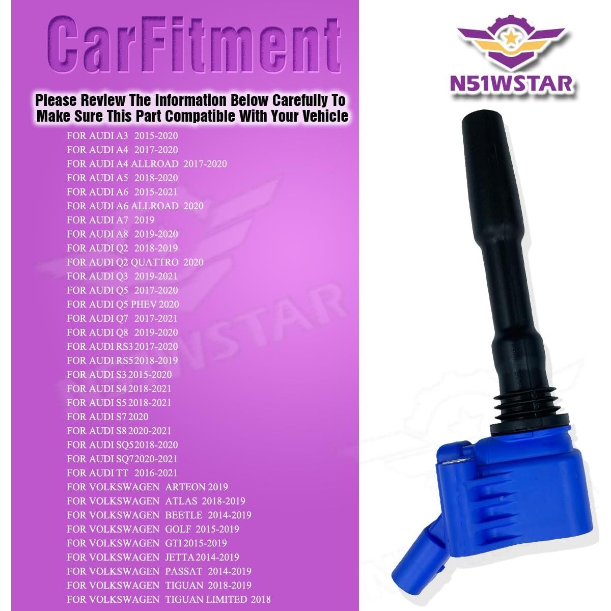 Juego de Bobinas de Encendido N51WSTAR para Audi y VW 1.8T-4.0T