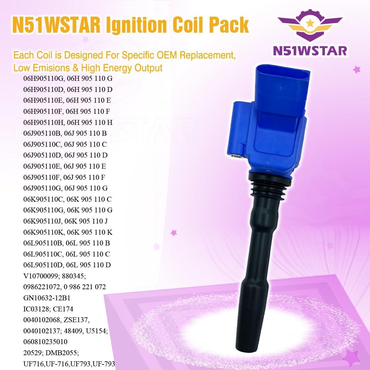 Juego de Bobinas de Encendido N51WSTAR para Audi y VW 1.8T-4.0T