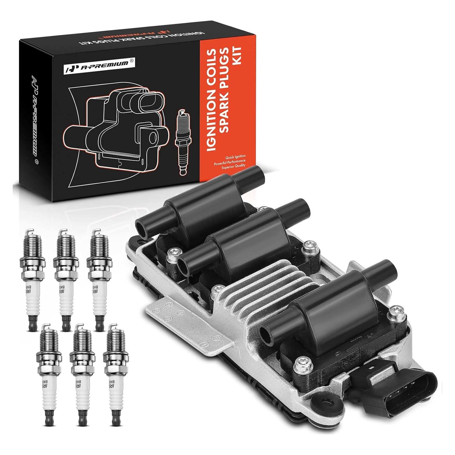 Bobina de Encendido y 6 Bujías de Iridio A-Premium para Volkswagen y Audi