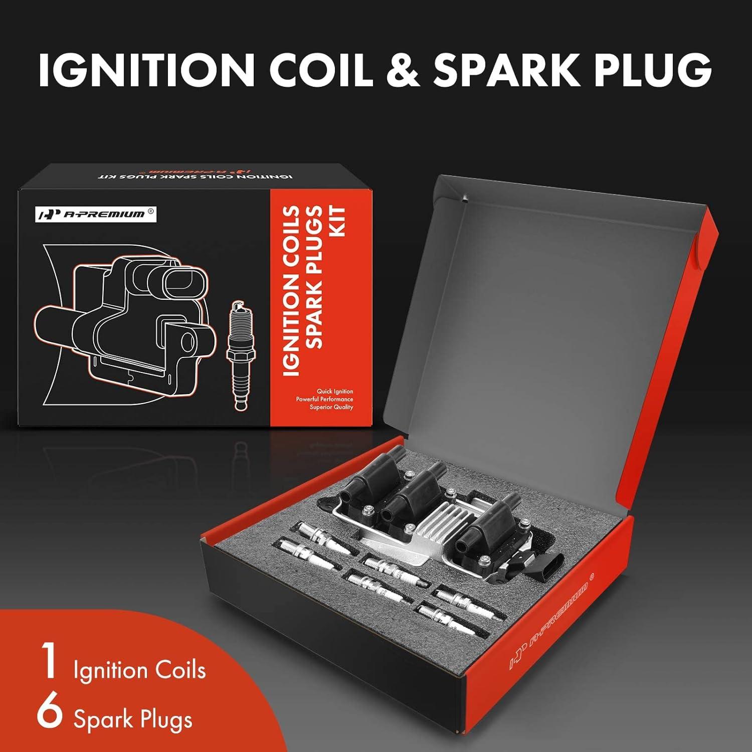 Bobina de Encendido y 6 Bujías de Iridio A-Premium para Volkswagen y Audi
