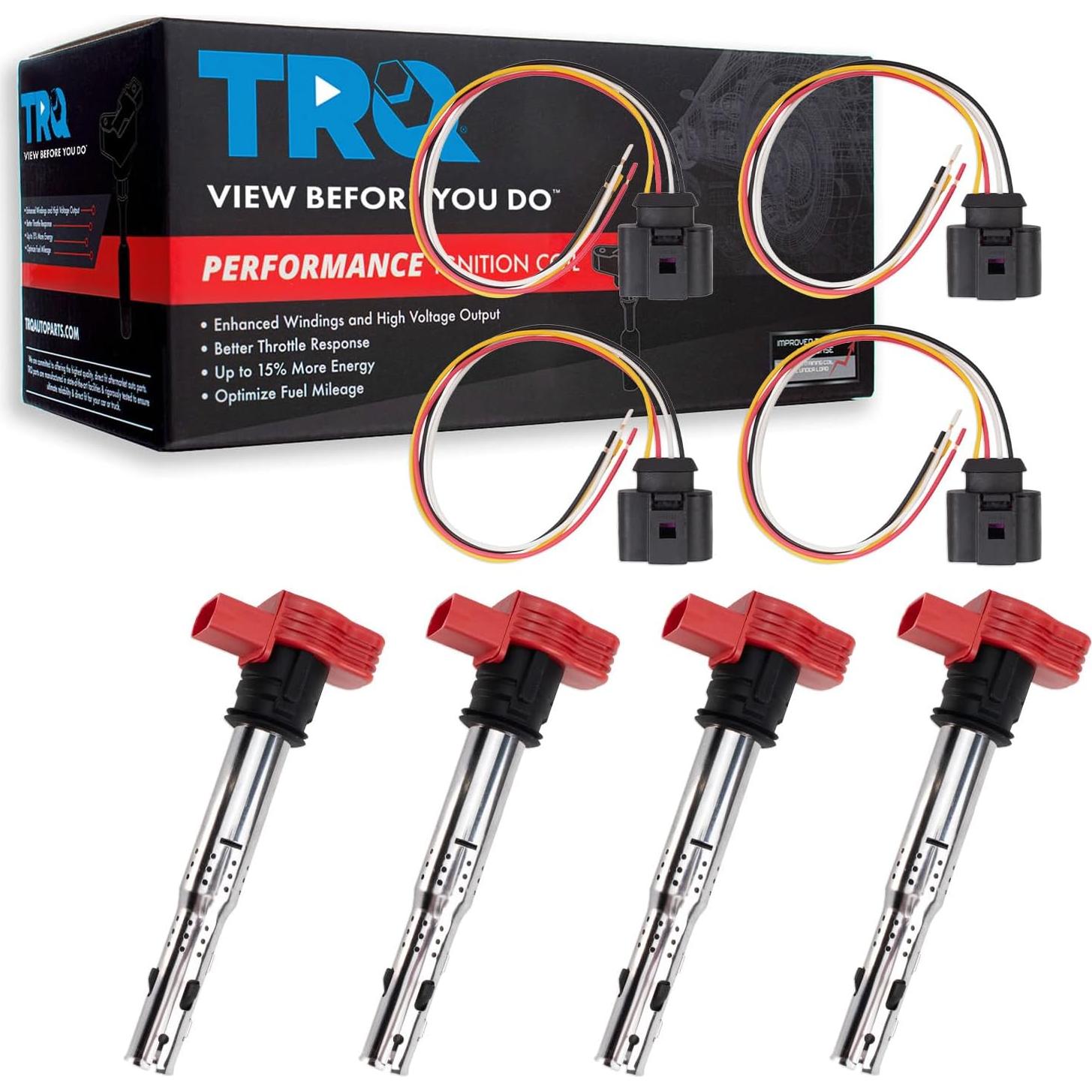 Juego de Bobinas de Encendido TRQ 8 Piezas Rojo Rendimiento