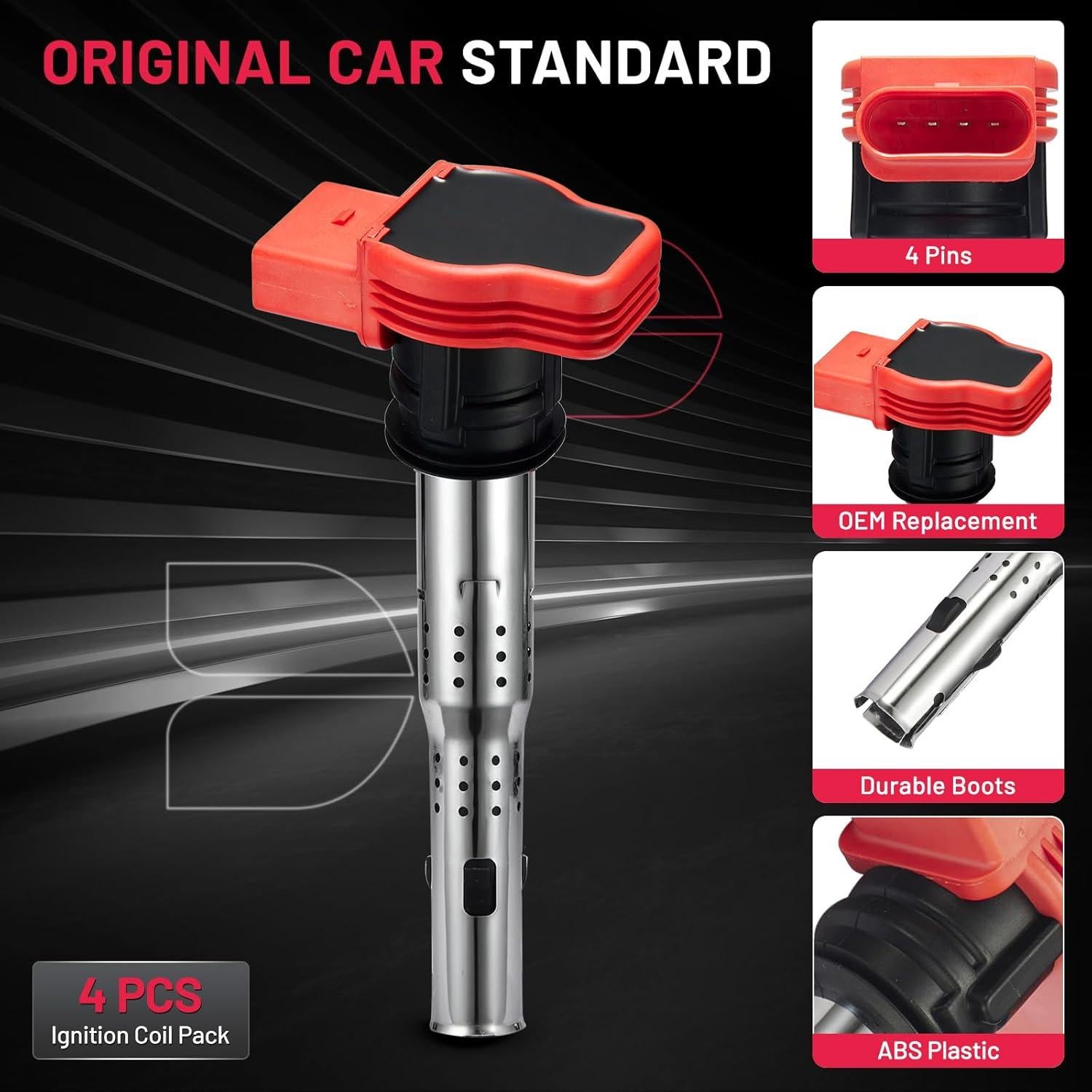 Bobinas de Encendido BDFHYK UF529 para Audi y VW - Juego de 4