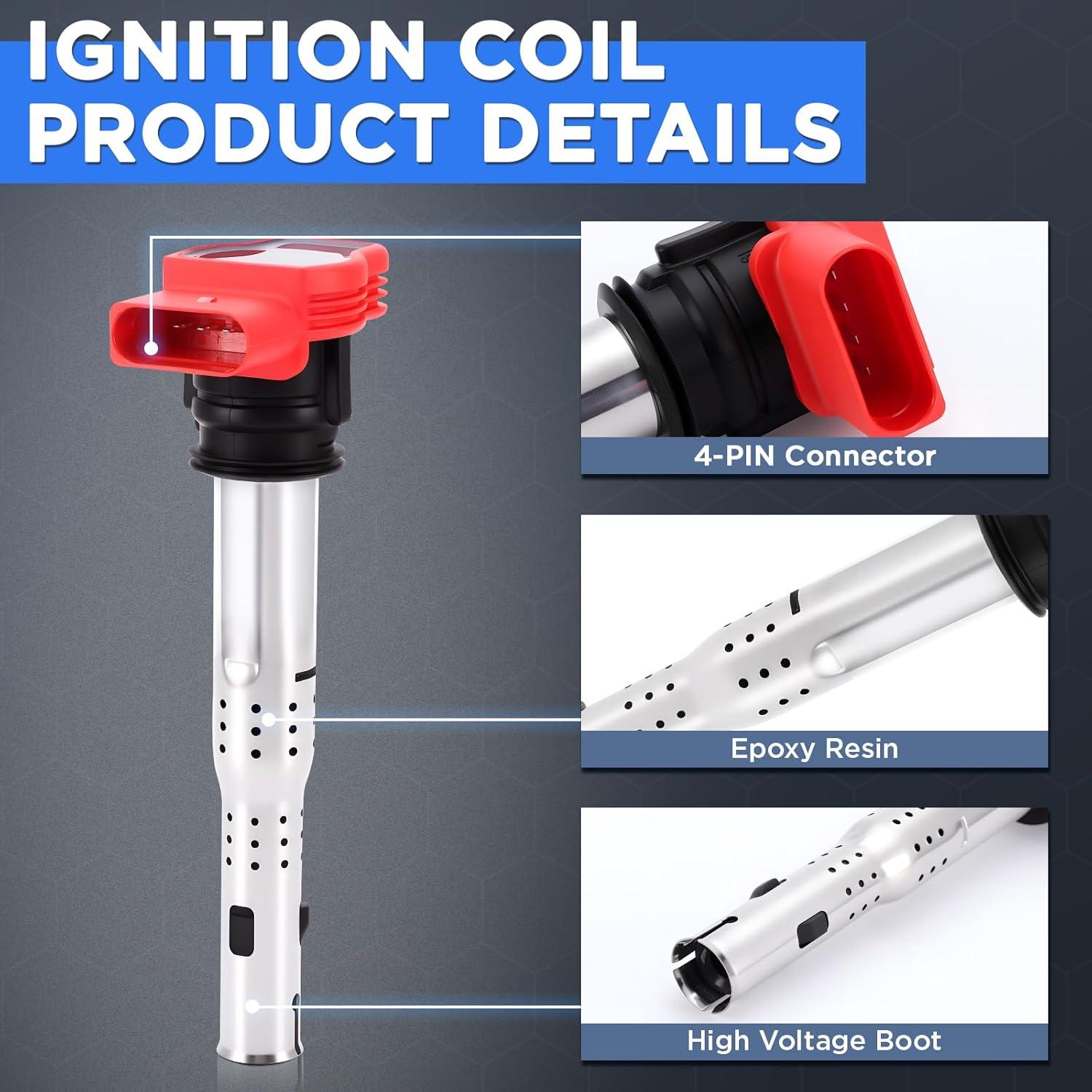 Juego 4 Bobinas de Encendido UF529 + 4 Bujías Iridio TNMT